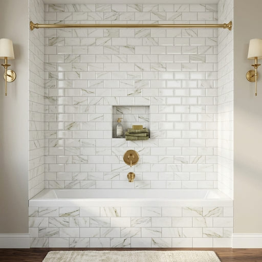 Calacatta Oliva Marble 3x6 Polished Tile — Bathroom tub surround