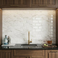 Calacatta Oliva Marble 3x6 Polished Tile — Wet Bar backsplash