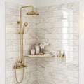 Calacatta Oliva Marble 3x6 Polished Tile — Bathroom shower wall