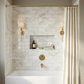 Calacatta Oliva Marble 3x6 Polished Tile — Bathroom tub surround