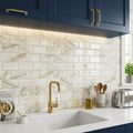 Calacatta Oliva Marble 3x6 Polished Tile — Kitchen backsplash