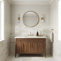 Calacatta Oliva Marble 3x6 Polished Tile — Powder Room wainscot