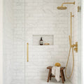 Calacatta Oliva Marble 4x12 Honed Tile — Bathroom shower wall