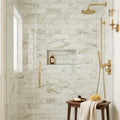 Calacatta Oliva Marble 4x12 Polished Tile — Bathroom shower wall