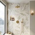 Calacatta Oliva Marble 6x12 Polished Tile — Bathroom shower wall
