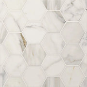 Calacatta Oro 3" Hexagon Honed Marble Mosaic