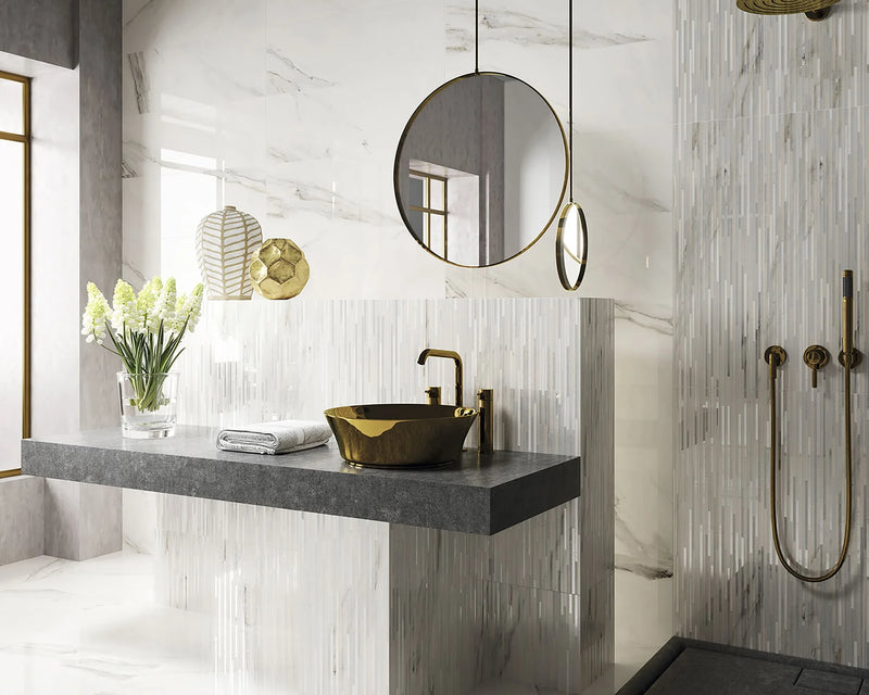 Calacatta Superwhite 23.6x23.6 Rectified Polished Porcelain Tile