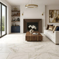Calacatta Umber 12x24 Honed Marble Tile — Living Room floor
