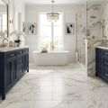 Calacatta Umber 12x24 Honed Marble Tile — Primary Bath floor