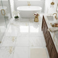 Calacatta Umber 24x24 Polished Marble Tile — Primary Bath floor