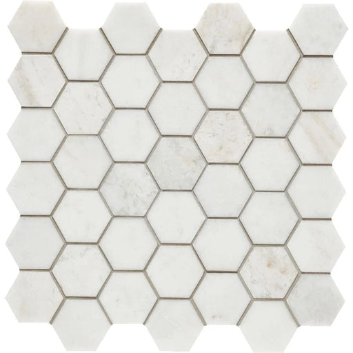 Calacatta Umber 2x2 Hexagon Honed Marble Mosaic