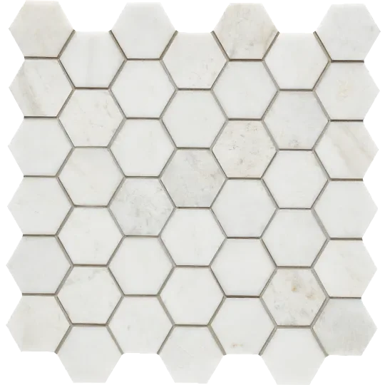Calacatta Umber 2x2 Hexagon Honed Marble Mosaic