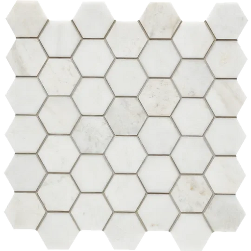 Calacatta Umber 2x2 Hexagon Honed Marble Mosaic