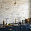 Calacatta Umber 3x12 Honed Marble Tile — Wet Bar backsplash
