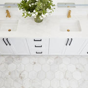 Calacatta Umber 8x8 Hexagon Honed Marble Mosaic