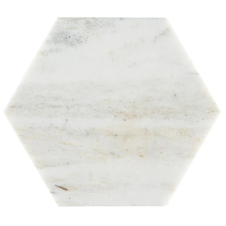 Calacatta Umber 8x8 Hexagon Honed Marble Mosaic