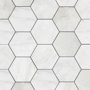 Calacatta Umber 8x8 Hexagon Honed Marble Mosaic
