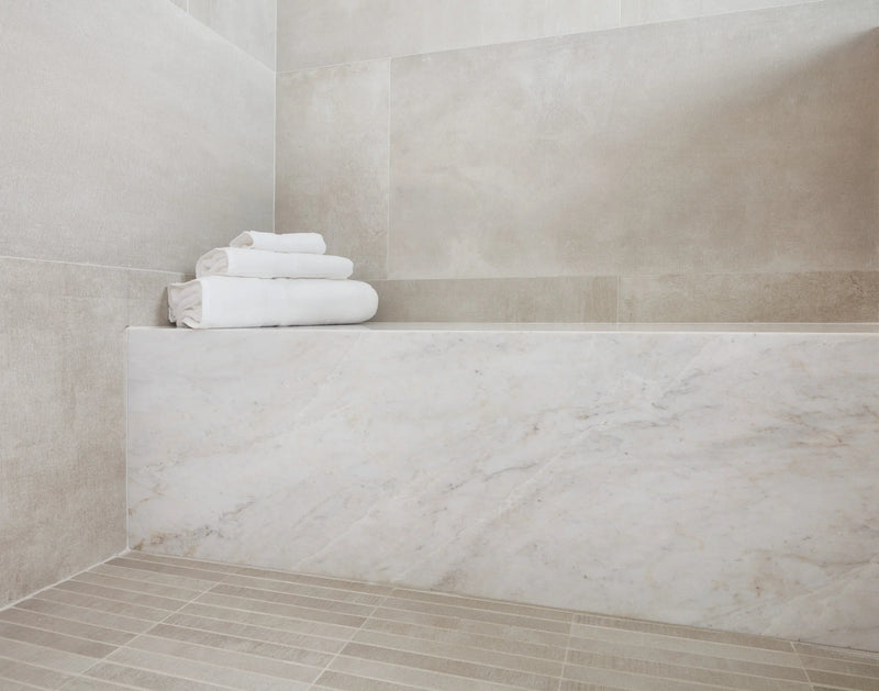 Calacatta Umber 8x8 Hexagon Honed Marble Mosaic