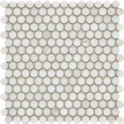 Calacatta Umber Penny Round 3/4 Inch Honed Marble Mosaic