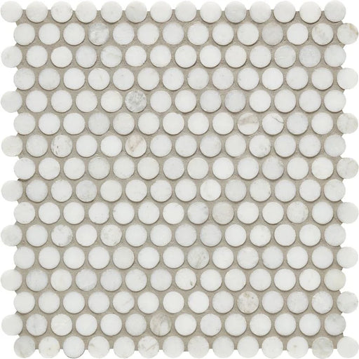 Calacatta Umber Penny Round 3/4 Inch Honed Marble Mosaic