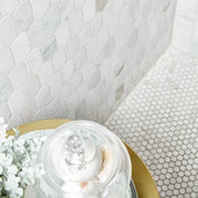 Calacatta Umber Penny Round 3/4 Inch Honed Marble Mosaic