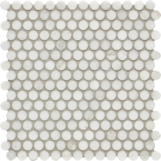Calacatta Umber Penny Round 3/4 Inch Honed Marble Mosaic