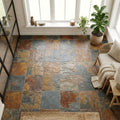 California Gold 12x12 Gauged Slate Tile — Sunroom floor