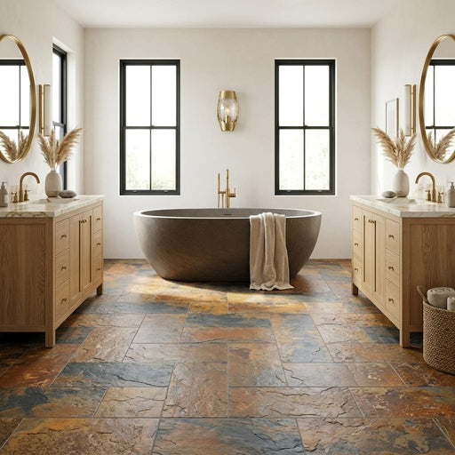 California Gold 12x24 Gauged Slate Tile — Bathroom floor