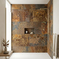 California Gold 12x24 Gauged Slate Tile — Bathroom shower wall