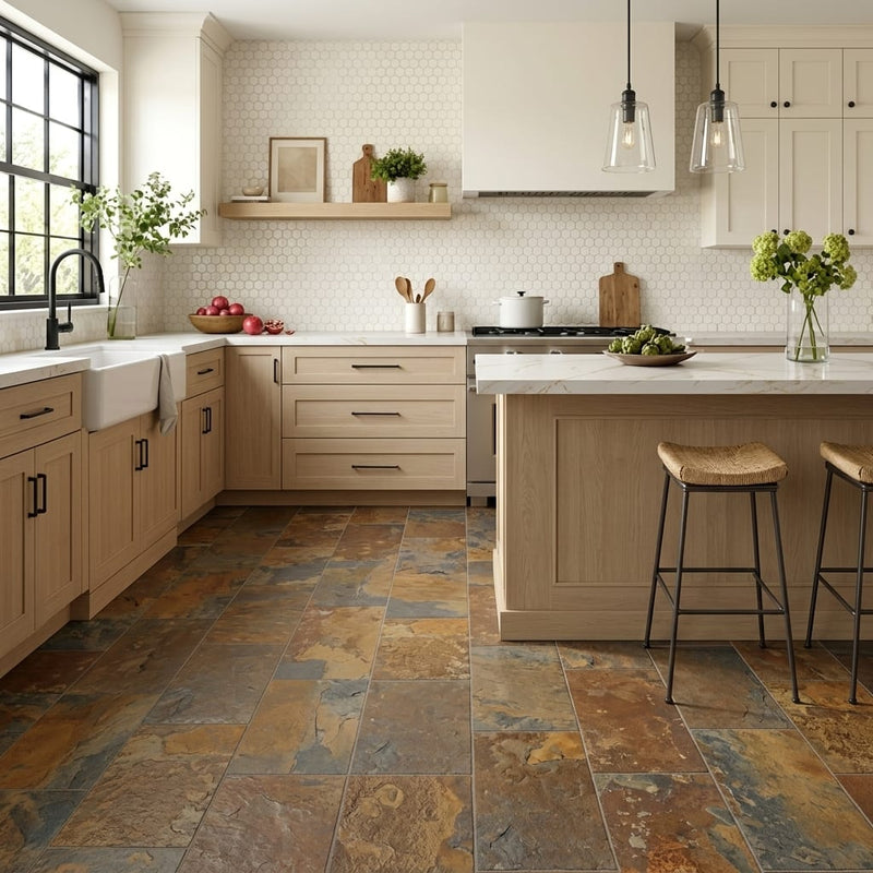 California Gold 12x24 Gauged Slate Tile — Kitchen floor