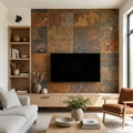California Gold 12x24 Gauged Slate Tile — Living Room feature wall