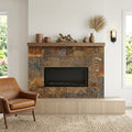 California Gold 12x24 Gauged Slate Tile — Living Room fireplace surround