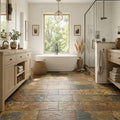California Gold Slate Natural 10 x 24 x 2 Slate Wall Cap Cap 12x24 tile — Primary Bath floor