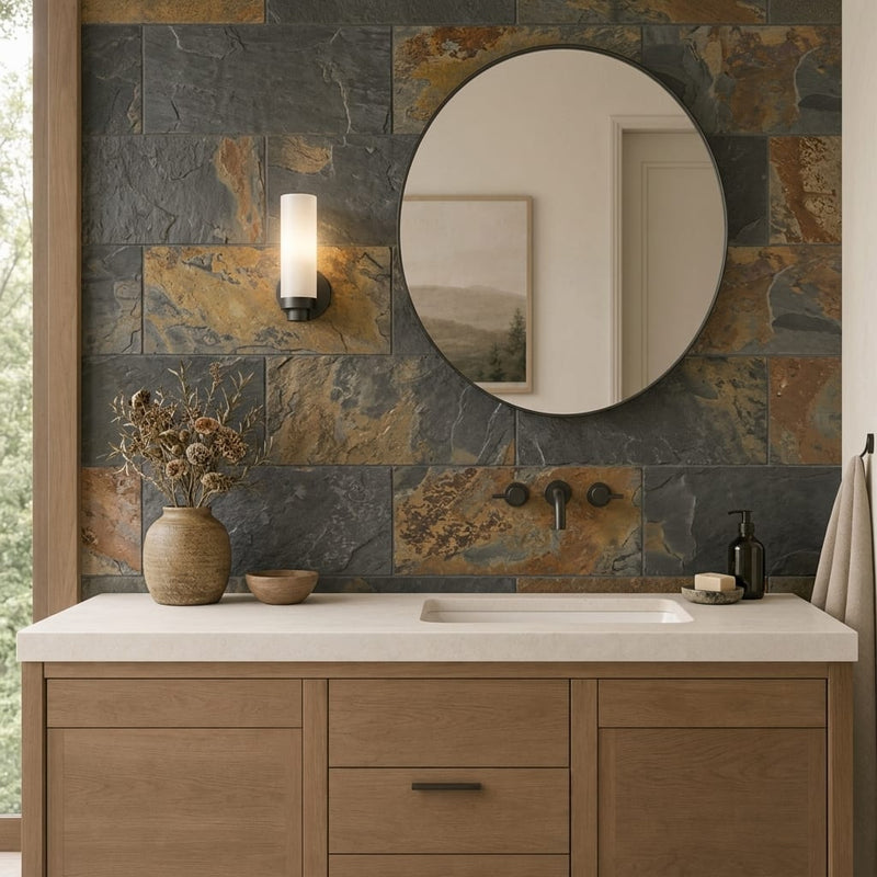 California Gold Slate Natural 12 x 24 x 2 Slate Wall Cap Cap 12x24 tile — Bathroom vanity wall