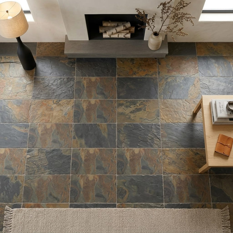 California Gold Slate Natural 16 x 24 x 2 Slate Wall Cap Cap 16x24 tile — Living Room floor