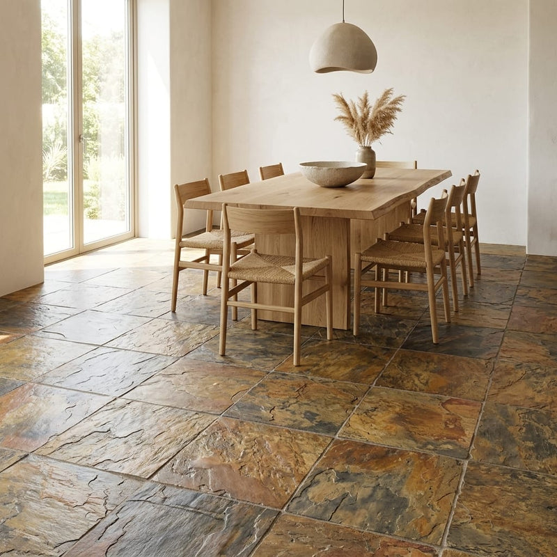 California Gold Slate Natural 21 x 21 x 2 Slate Column Cap Cap 20x20 tile — Dining Room floor