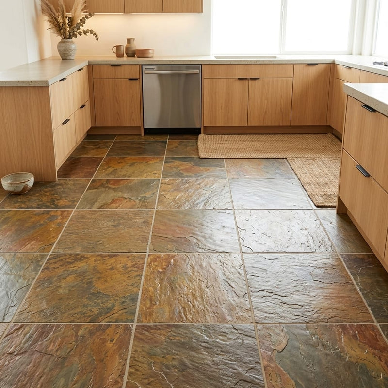California Gold Slate Natural 21 x 21 x 2 Slate Column Cap Cap 20x20 tile — Kitchen floor