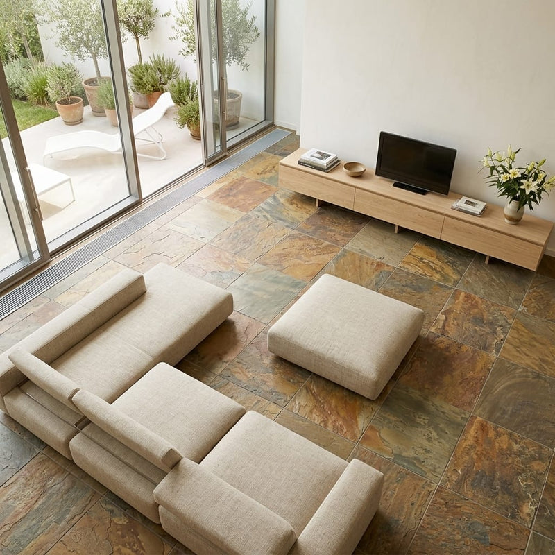 California Gold Slate Natural 21 x 21 x 2 Slate Column Cap Cap 20x20 tile — Living Room floor