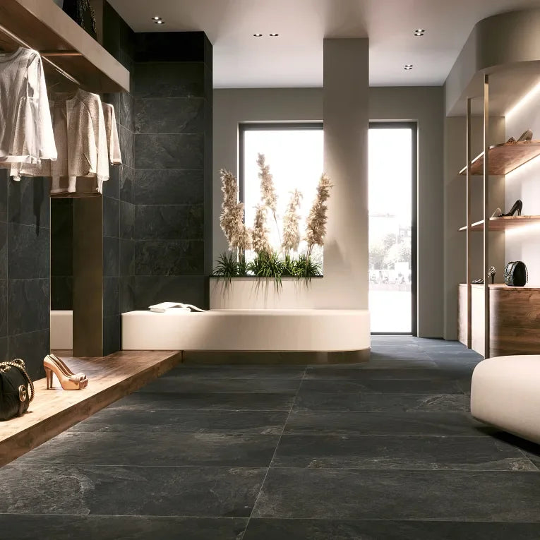 Canyon Black 3x12 Surface Bullnose Stone Look Porcelain Trim