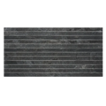 Canyon Black Straight Stack 1x24 Mesh Porcelain Mosaic