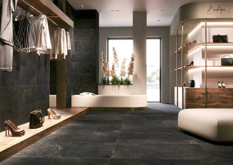 Canyon Black 3x12 Surface Bullnose Stone Look Porcelain Trim