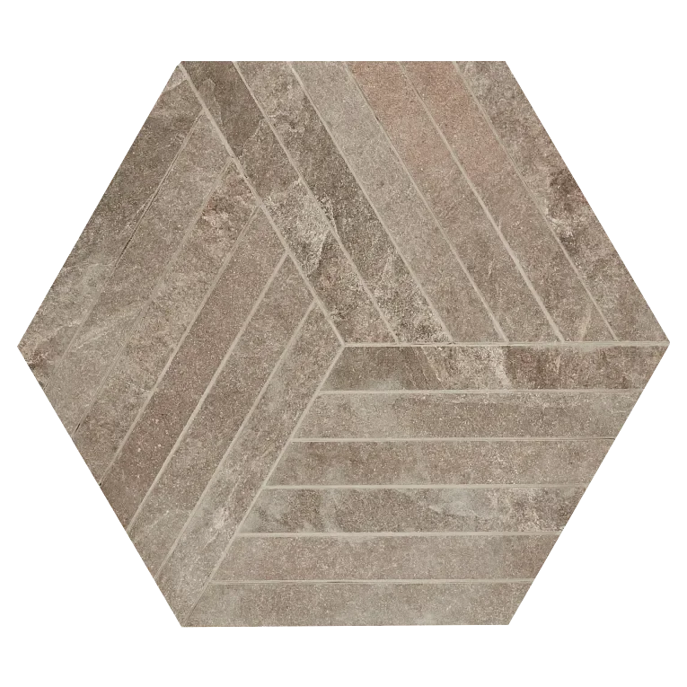 Canyon Brown Hex 16x18 Mesh Porcelain Mosaic