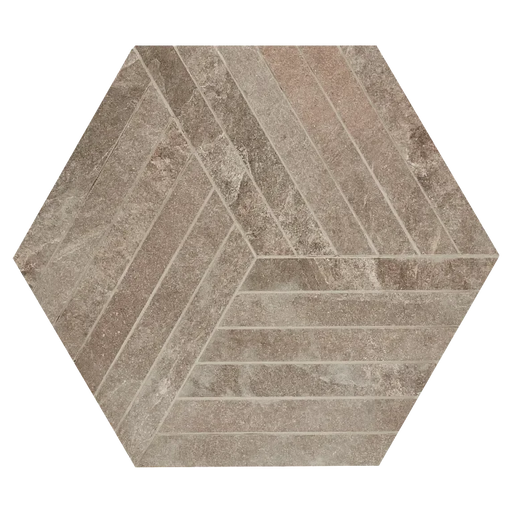Canyon Brown Hex 16x18 Mesh Porcelain Mosaic