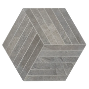 Canyon Grey Hex 16x18 Mesh Porcelain Mosaic