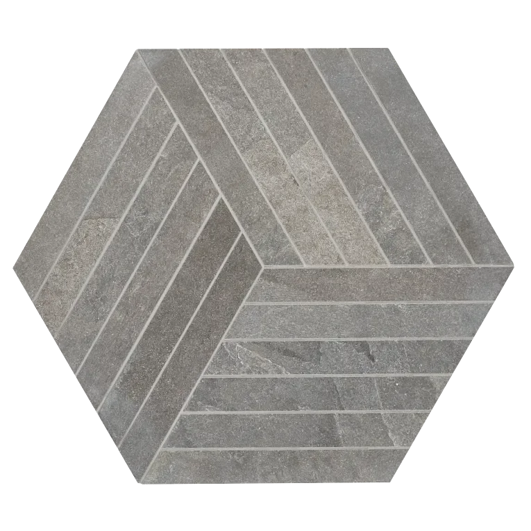 Canyon Grey Hex 16x18 Mesh Porcelain Mosaic