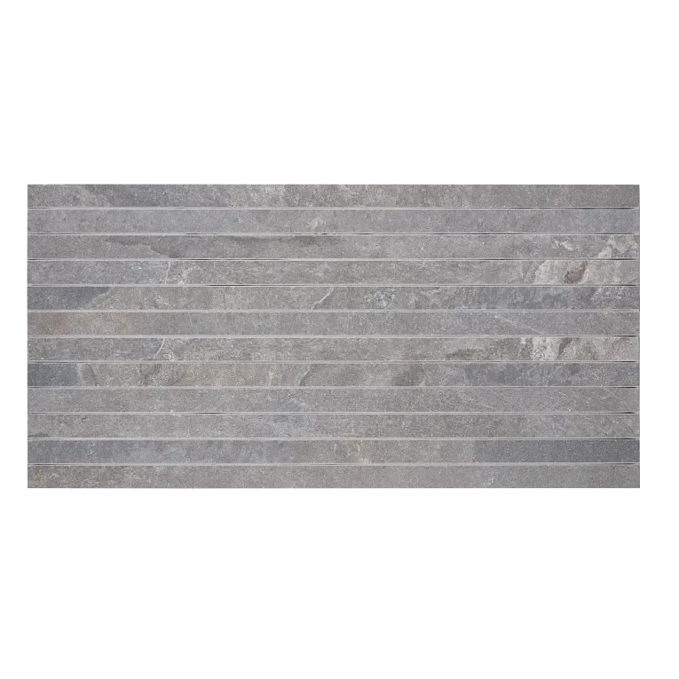 Canyon Grey Straight Stack 1x24 Mesh Porcelain Mosaic