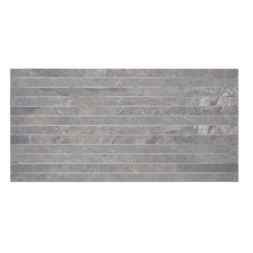 Canyon Grey Straight Stack 1x24 Mesh Porcelain Mosaic