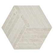 Canyon Ivory 16x18 Hexagon Mesh-Mounted Porcelain Mosaic
