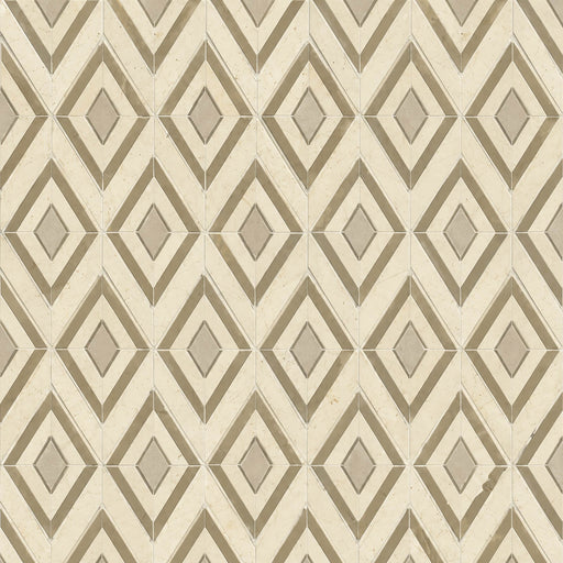 Cape Town Diamond In The Rough Groen 15x8.25 mosaic with an ivory and muted olive diamond pattern.