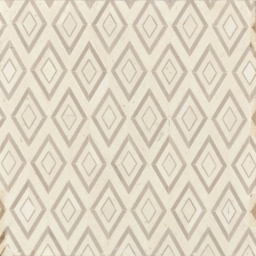 Cape Town Ivoor 15x8.25 glass mosaic with ivory and beige elongated diamond patterns.